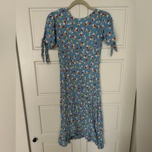 Faithfull the brand blue floral midi dress XS